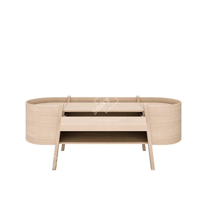 Curved Elegance Sideboard Japandi Style 3D model image 5