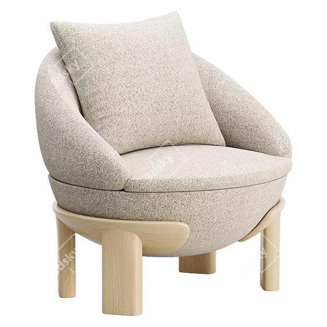 Elegant Tambour Armchair Design 3D model image 1
