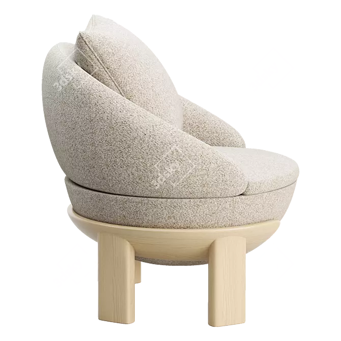 Elegant Tambour Armchair Design 3D model image 2