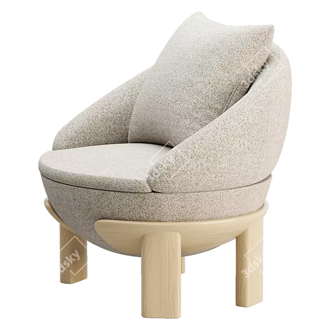 Elegant Tambour Armchair Design 3D model image 4