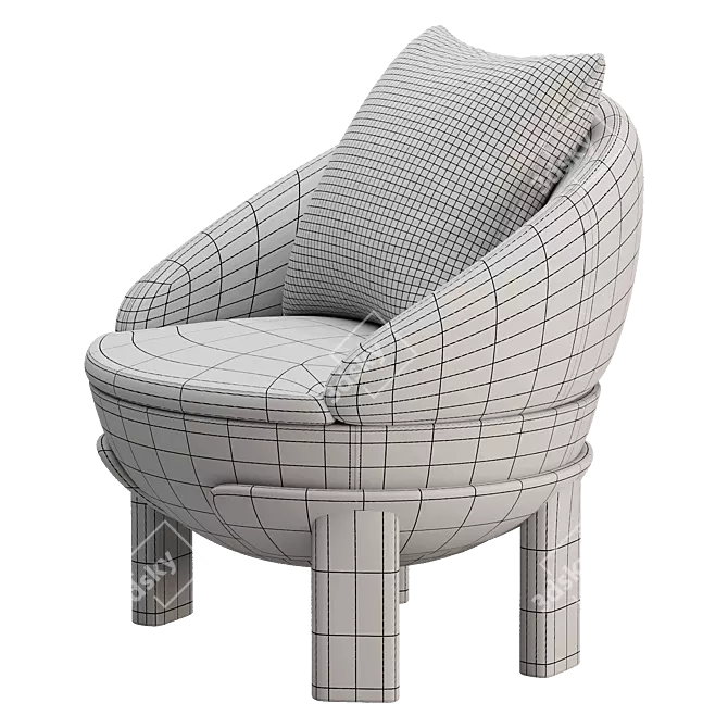 Elegant Tambour Armchair Design 3D model image 5