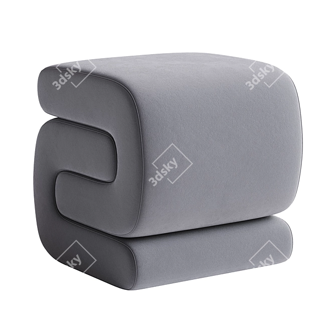 Modern Velvet Vanity Stool 3D model image 4