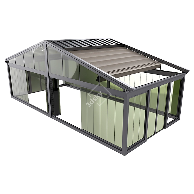 Motorized Glass Pergola with Lighting 3D model image 1