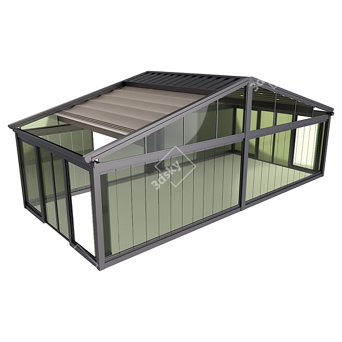 Motorized Glass Pergola with Lighting 3D model image 2