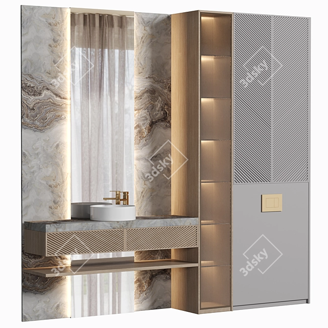 High-Quality Bathroom Furniture Set 3D model image 1