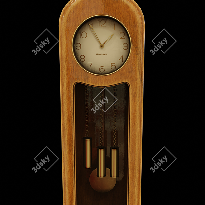 Title: Retro Table Clock PBR Texture 3D model image 3