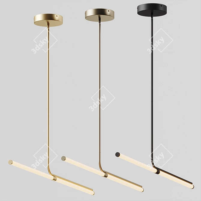 Sleek LED Corvette Pendant Lighting 3D model image 4