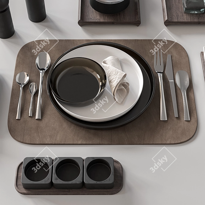 Vintage Tableware Set 08 3D model image 2