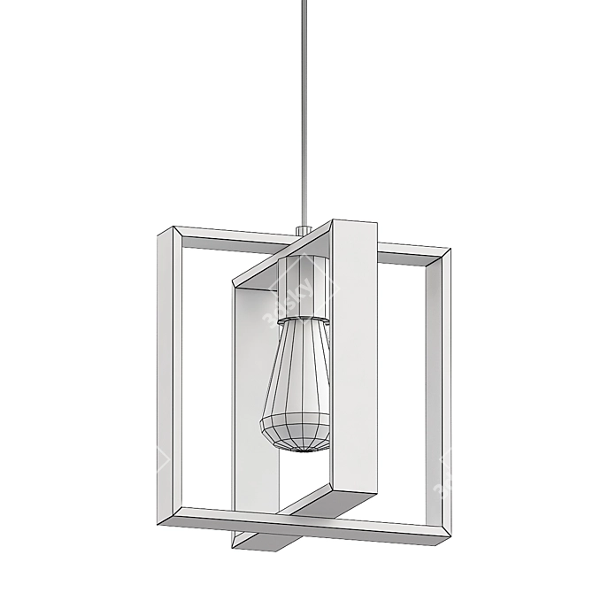Rustic Farmhouse Geometric Lantern Pendant 3D model image 3