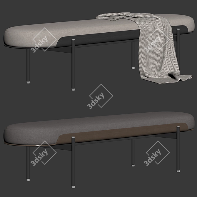 Bonnie Long Bench with Throw 3D model image 7
