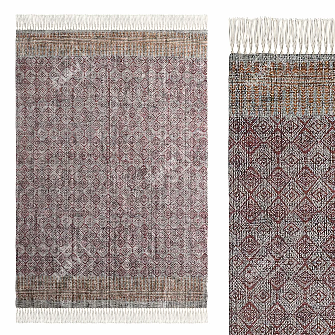 Sari Flat-Woven Cotton Rug: Elegant 3D Model 3D model image 1