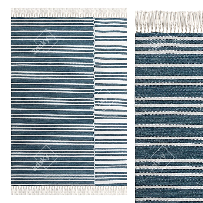 Eco-Friendly Striped Indoor/Outdoor Rug 3D model image 1