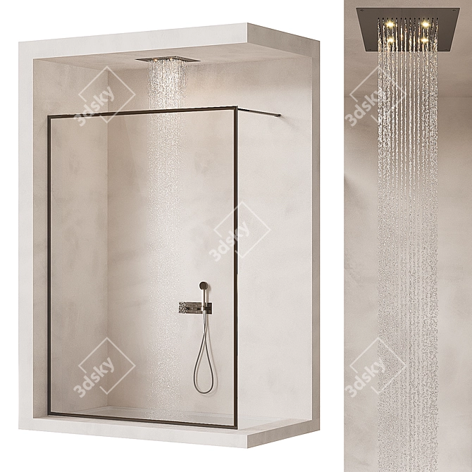 Luxury Bathroom Shower Set with Chromotherapy 3D model image 1