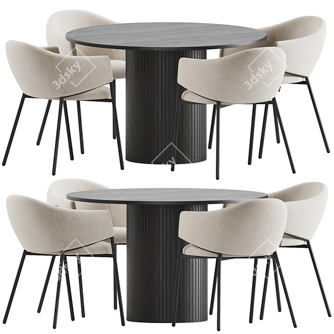 Modern Dining Set Furniture Kit 3D model image 2