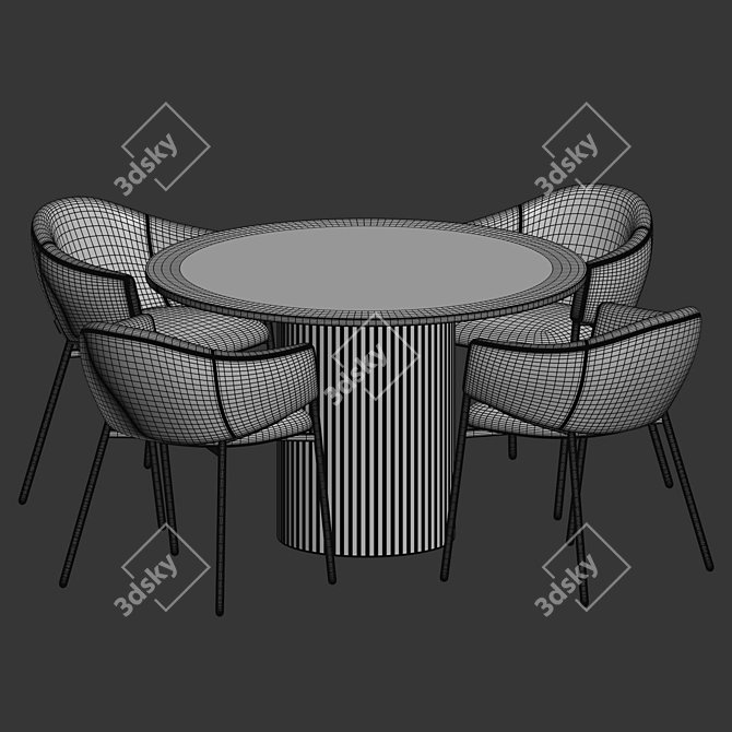 Modern Dining Set Furniture Kit 3D model image 3