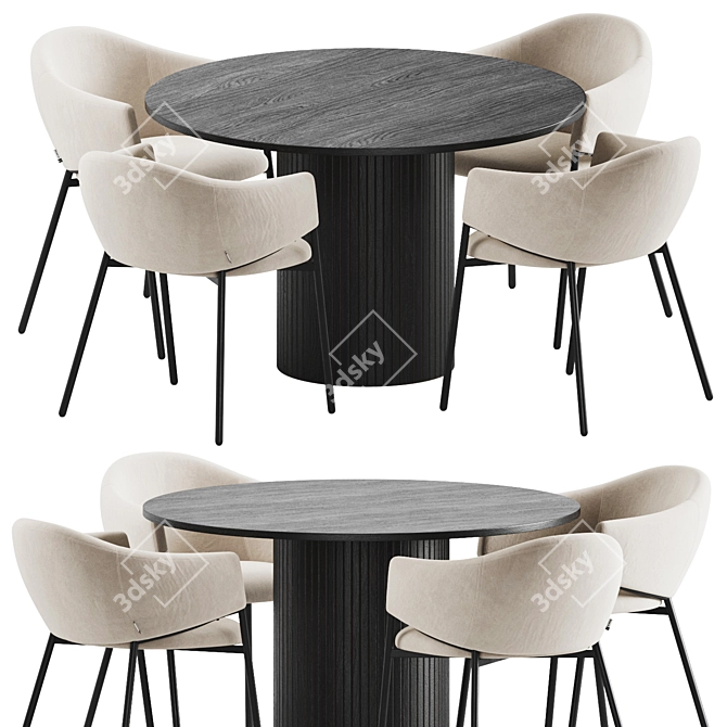 Modern Dining Set Furniture Kit 3D model image 6