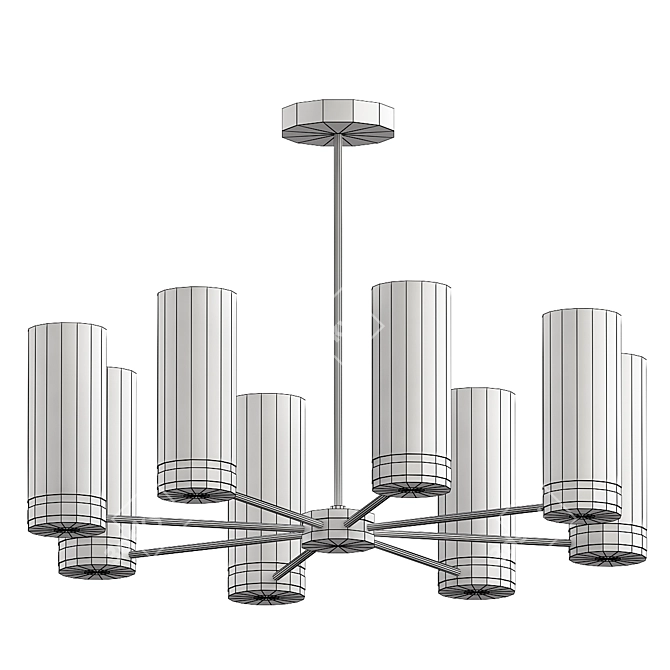 Frosted Glass Cylindrical Chandelier 3D model image 3