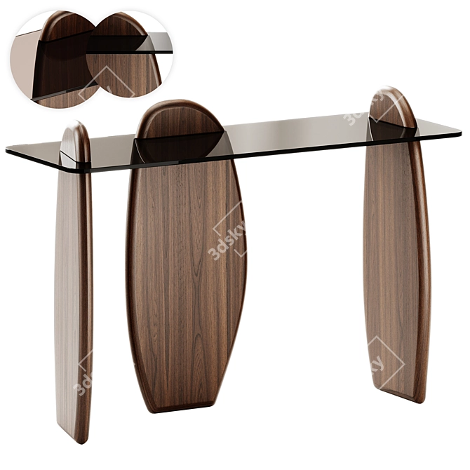 Modern Wooden Glass Console Table 3D model image 1