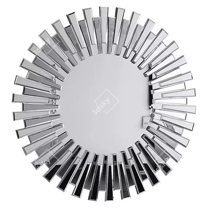 Silver Starburst Modern Round Mirror 3D model image 1