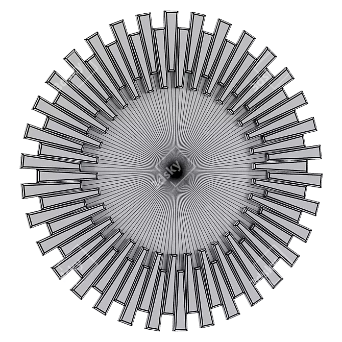 Silver Starburst Modern Round Mirror 3D model image 3