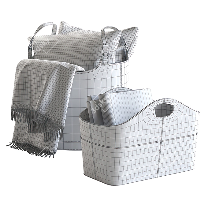 Leather Storage Baskets with Cushions 3D model image 6