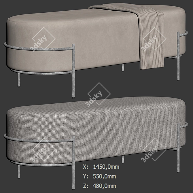 Luxury Recamier Houston Bench - LIV Decora 3D model image 7