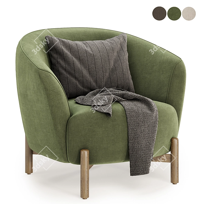 Stylish Kragelund Gran Armchair - 3 Colors 3D model image 2