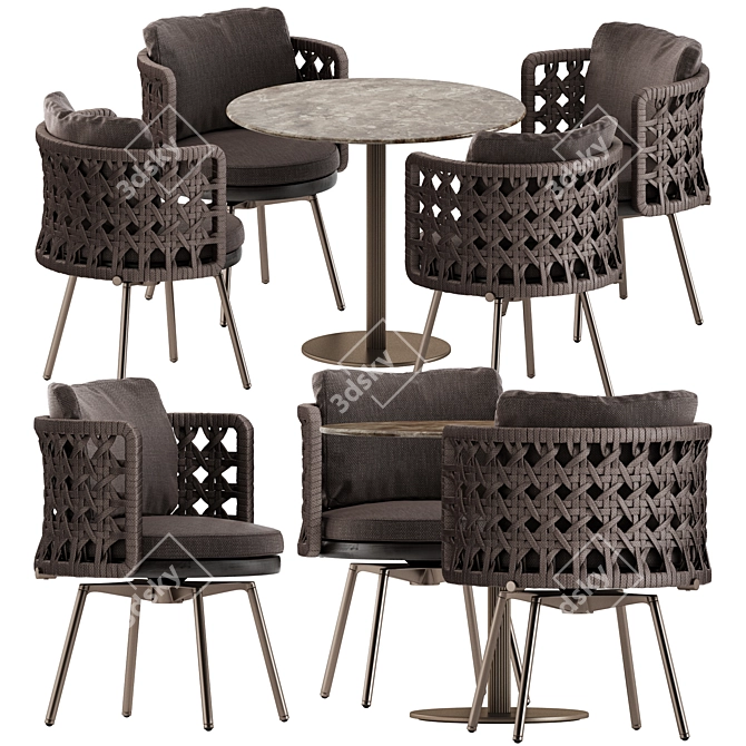 Outdoor Nest Chair & Round Table 3D model image 1