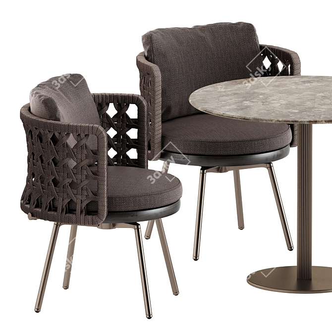 Outdoor Nest Chair & Round Table 3D model image 2