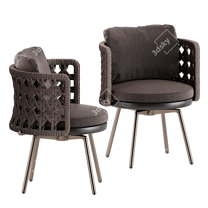 Outdoor Nest Chair & Round Table 3D model image 4