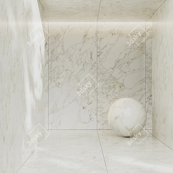 Deluxe Arabescato White Ceramic Tile 3D model image 1