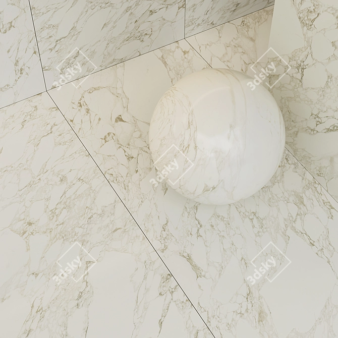 Deluxe Arabescato White Ceramic Tile 3D model image 2