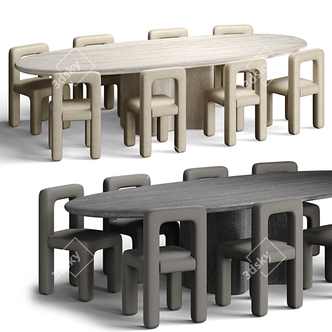 Modern Dining Set Elegant Design 3D model image 1