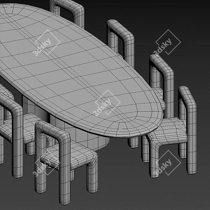 Modern Dining Set Elegant Design 3D model image 5