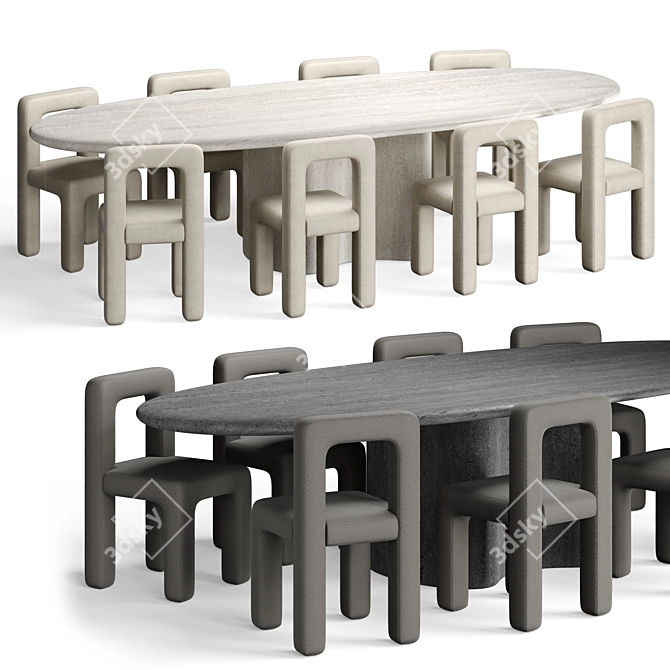 Modern Dining Set Elegant Design 3D model image 6