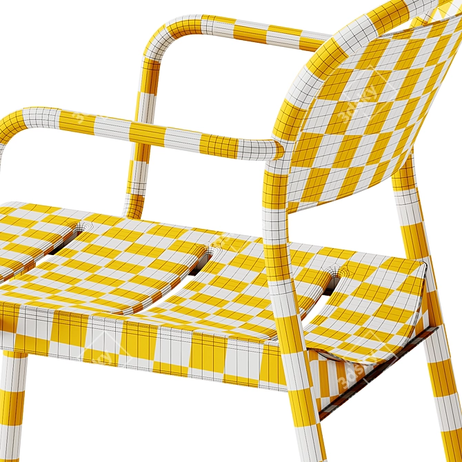 Modern Minimal Steel Armchair Set 3D model image 7