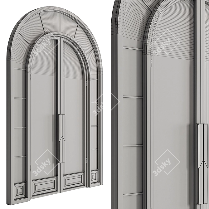 Sleek Glass Arched Door Set 3D model image 4