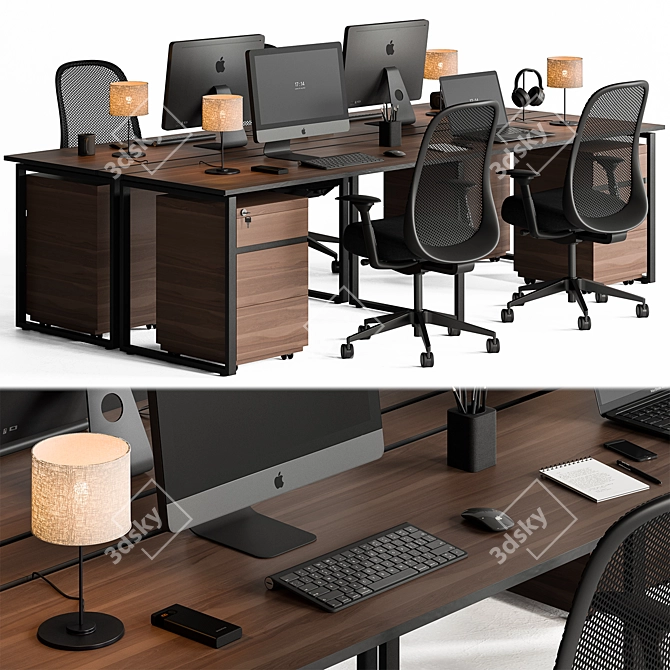 Office Desk and Chair Set 3D model image 2