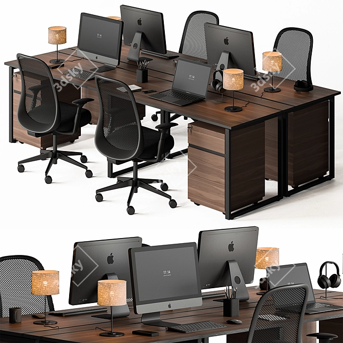Office Desk and Chair Set 3D model image 5