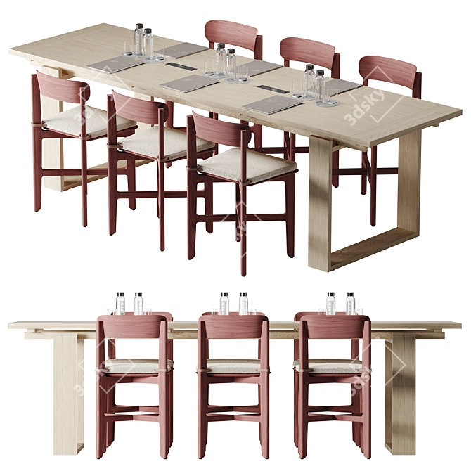 Modern Wooden Conference Table 3D model image 1