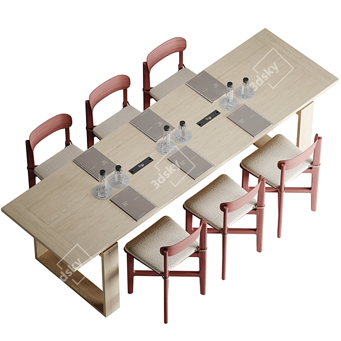 Modern Wooden Conference Table 3D model image 2