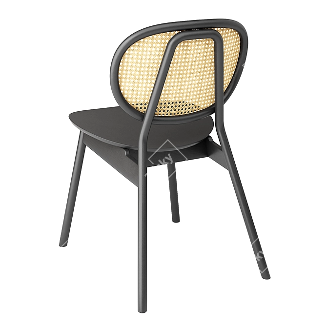 Modern Cane Rattan Dining Chair 3D model image 2