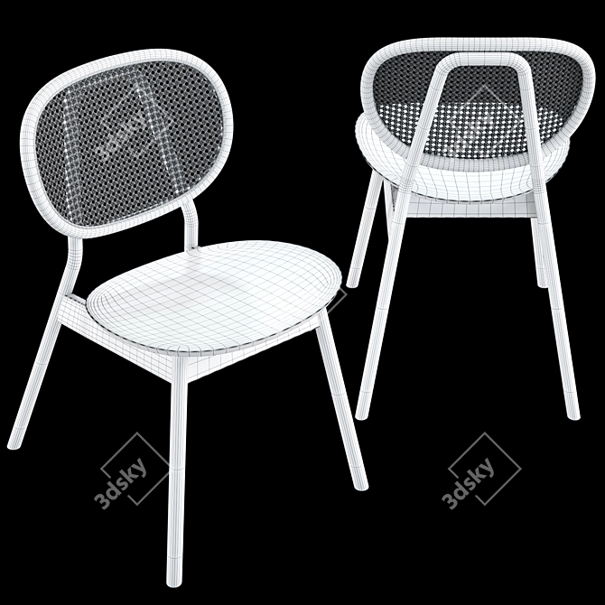 Modern Cane Rattan Dining Chair 3D model image 6