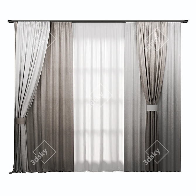 Elegant Curtain Set with 3D Formats 3D model image 1