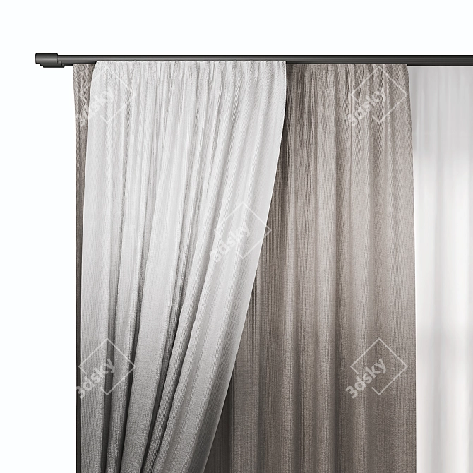 Elegant Curtain Set with 3D Formats 3D model image 2