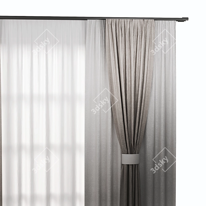Elegant Curtain Set with 3D Formats 3D model image 3