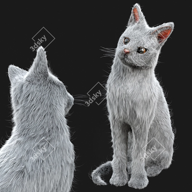 Sleek Cat Sculpture Display Piece 3D model image 2