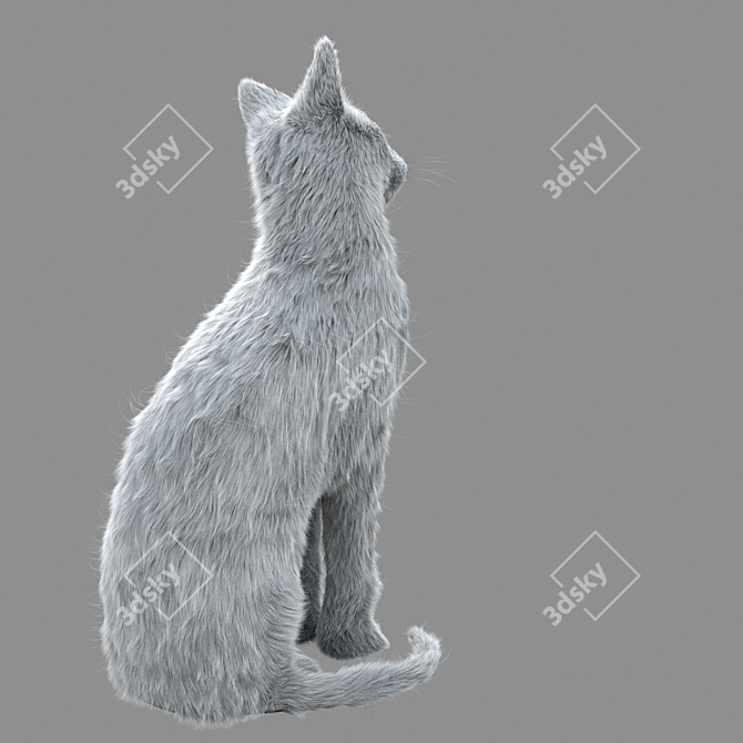 Sleek Cat Sculpture Display Piece 3D model image 3