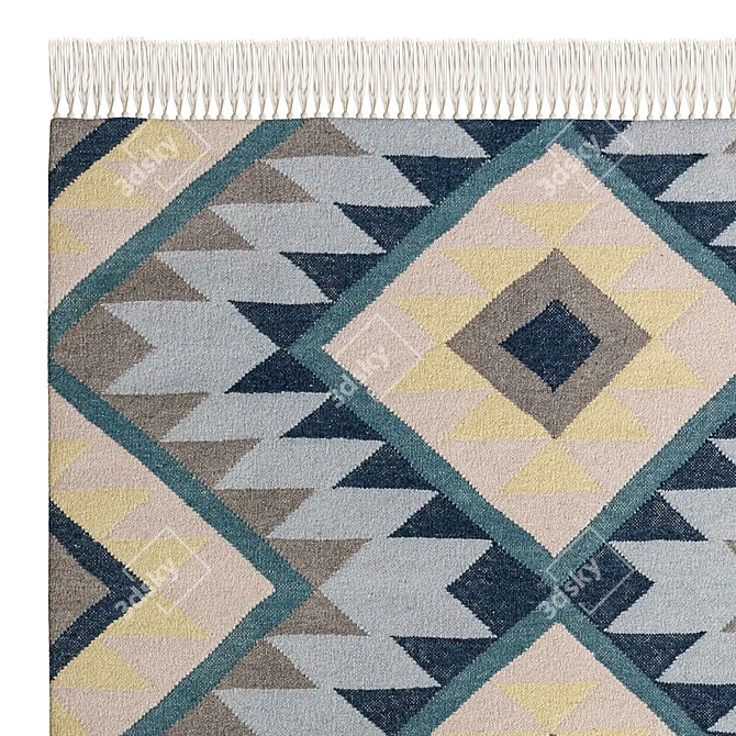 Benuta Zalan Blue Kilim Rug 3D model image 2