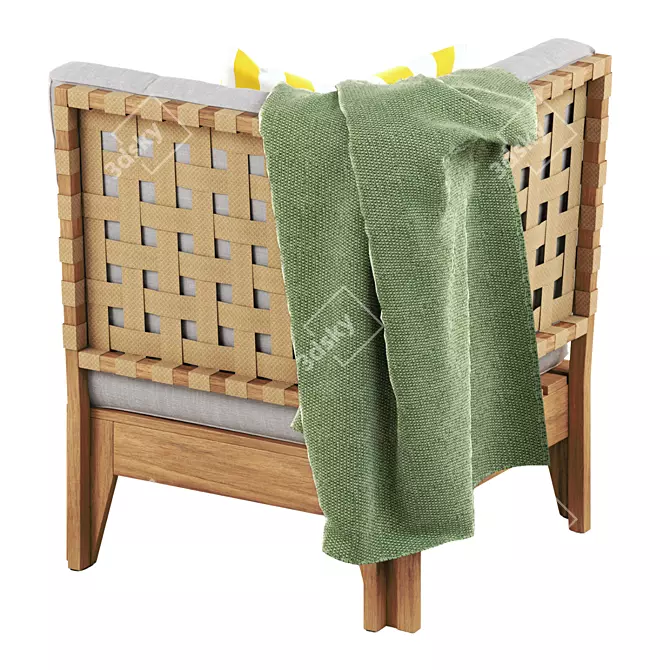 Outdoor Eucalyptus Section with Cushion Option 3D model image 6